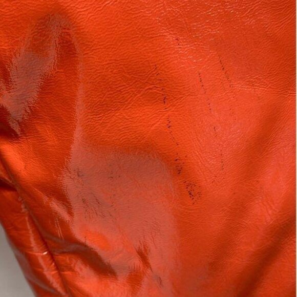 Lita by Ciara Patent Leather Puffer Coat Limited Edition Orange Fiesta Sz Small - Picture 12 of 15